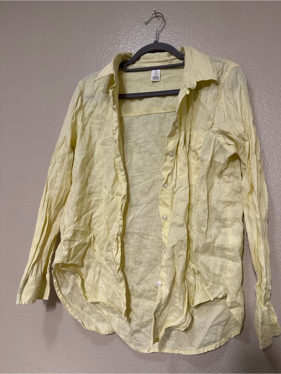 H&M Tops - H&M Light Yellow Linen Button-Up Shirt